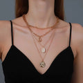 Women’s All-match Simple Shell Pendant Hollow Portrait Multi-layer Necklace - electronic accessories