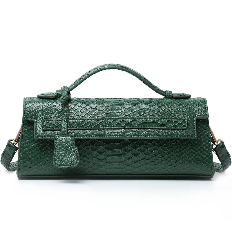 Women’s Bag Diagonal Cross - snake green / 28X6.5X11 CM
