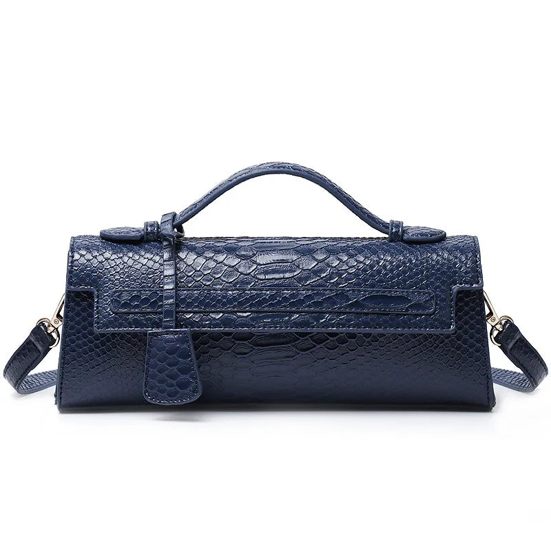 Women’s Bag Diagonal Cross - snake navy / 28X6.5X11 CM