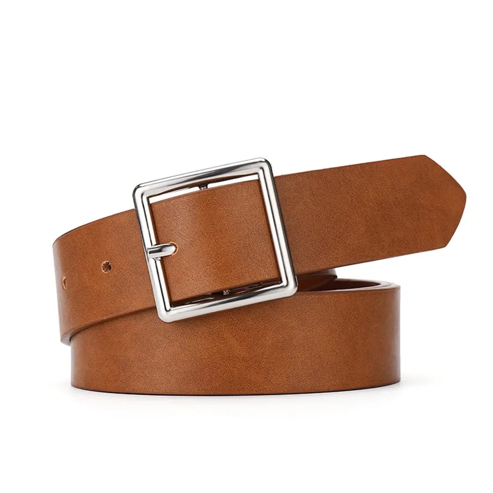 Women’S Belt Soft Pu Leather - Khaki color / 105cm