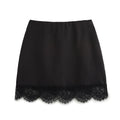 Women’s Black Stitching Lace Sheath Skirt - Other