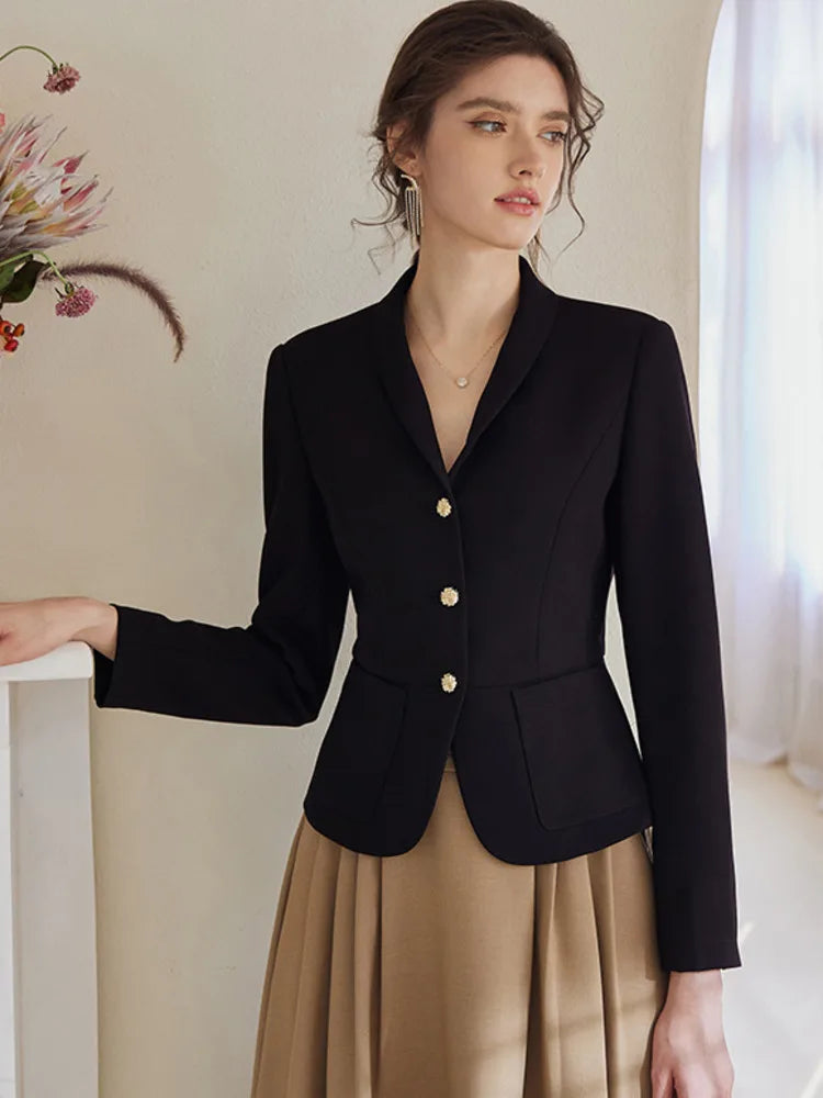 Women’s Blazers Long Sleeve Solid Color Casual Professional Vintage
