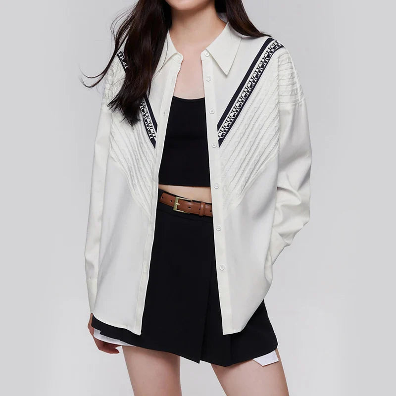 Women’s Blouse Knitted Patchwork Striped Casual Fashion - Other