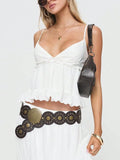 Women’s Boho White Linen V-Neck Camisole Tank Top