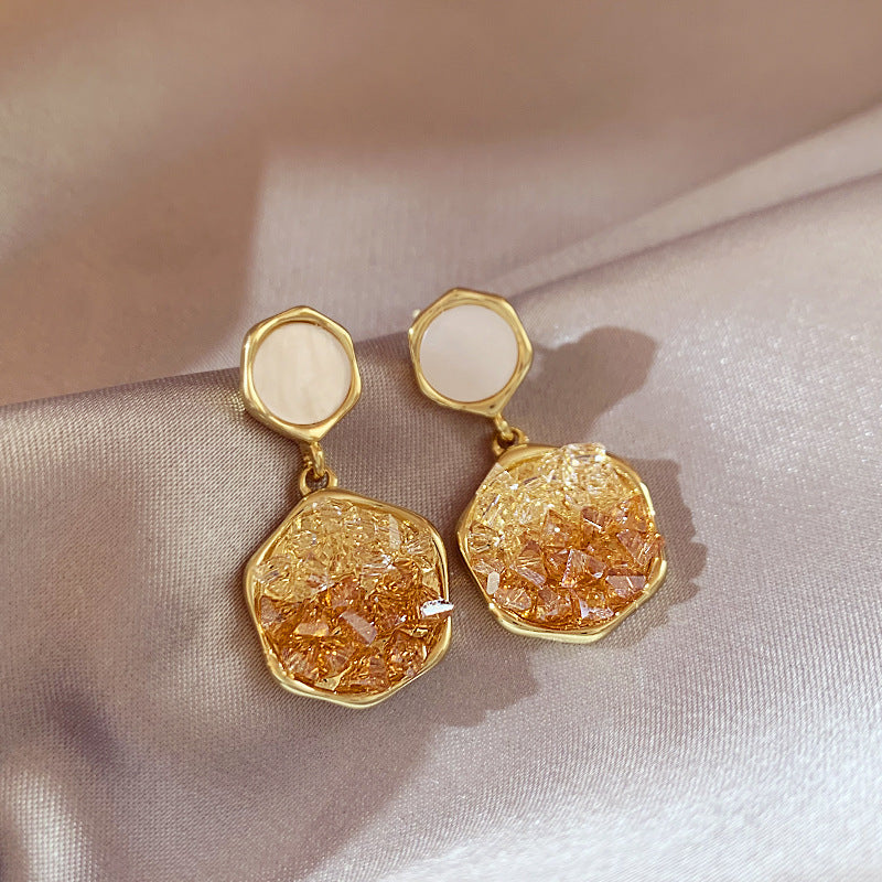 Women’s Brown Gradient Crystal Diamond In The Debris Stud Earrings - Gold / 14k - electronic accessories