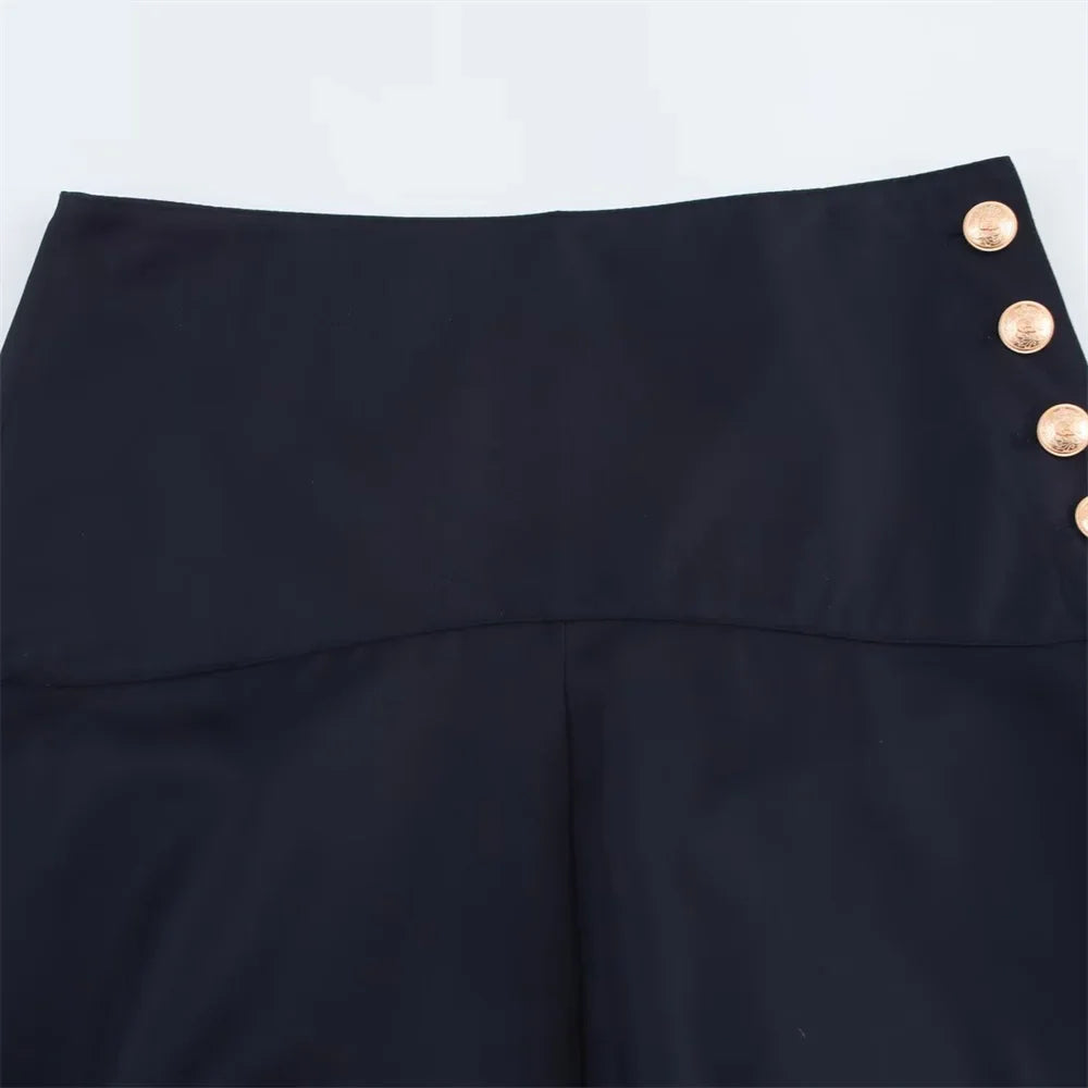 Women’s Button Belt Waist Skirt