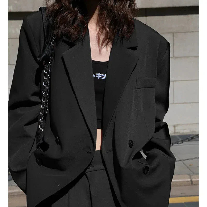 Women’s Button Pocket Fashion Solid Color Minimalist Casual Long Sleeve Blazers