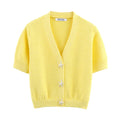Women’s Cardigan Short-sleeve Knitted - Yellow / M
