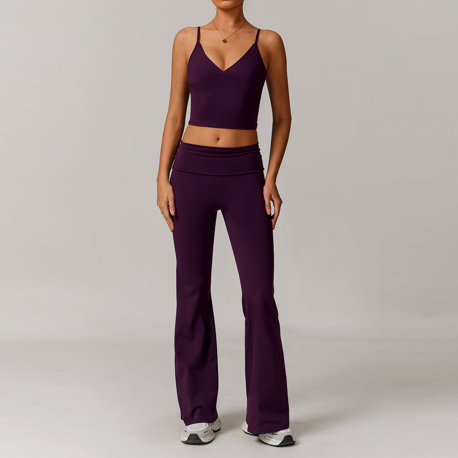 Women’s Casual All-matching Exercise Workout Outfit - L / Grape Purple - Other