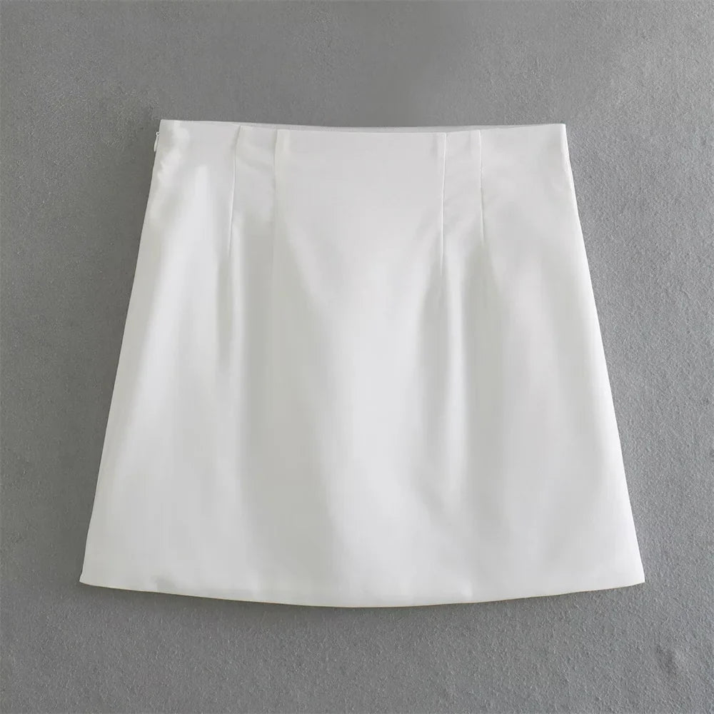 Women’s Casual Double breasted Slim Fit Suit Coat High Waist Mini Skirt