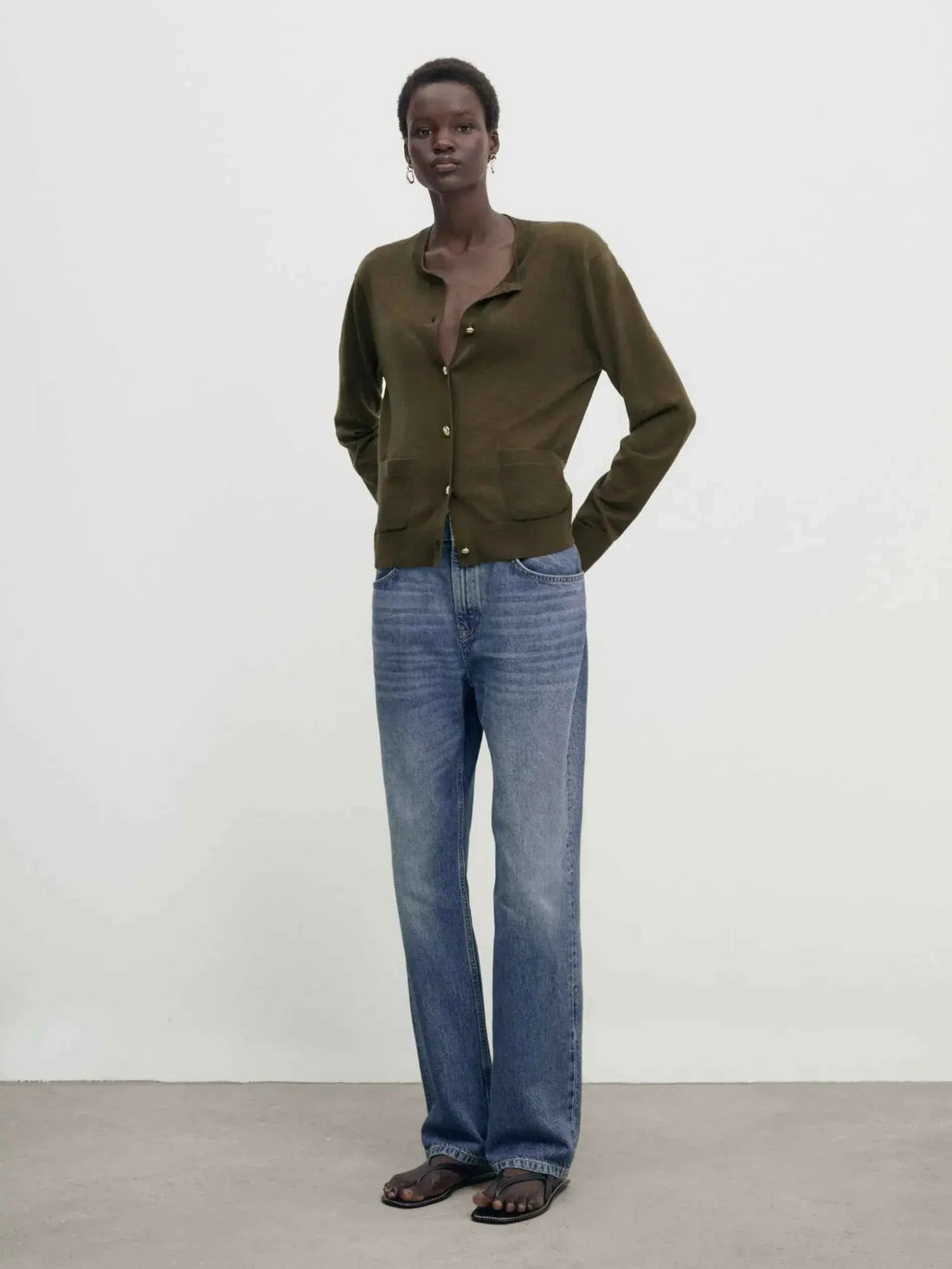 Women's Casual Little Gold Buckle Knit Cardigan