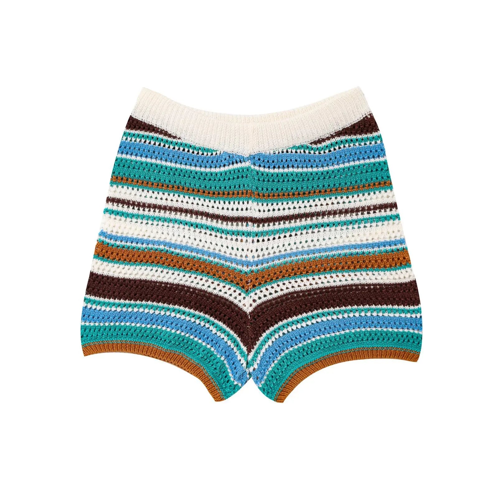 Women’s Casual Stripe Printed Short Sleeve Flip Collar Cardigan Shorts Set - SHORTS 1 / S