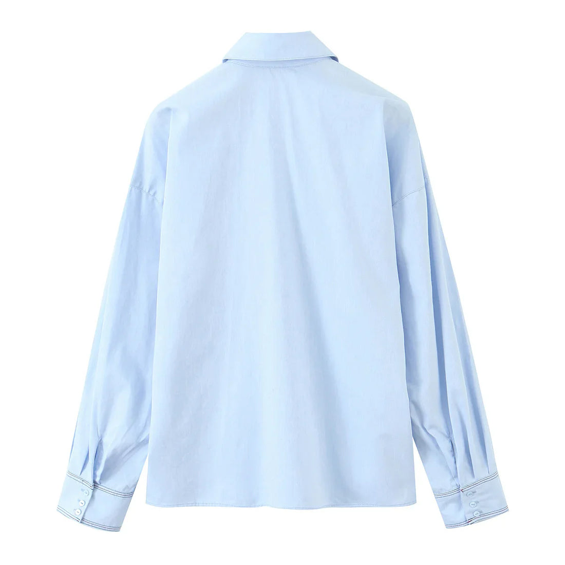 Women’s Casual Waist Button Up Long Sleeved Shirt - Blue / XS