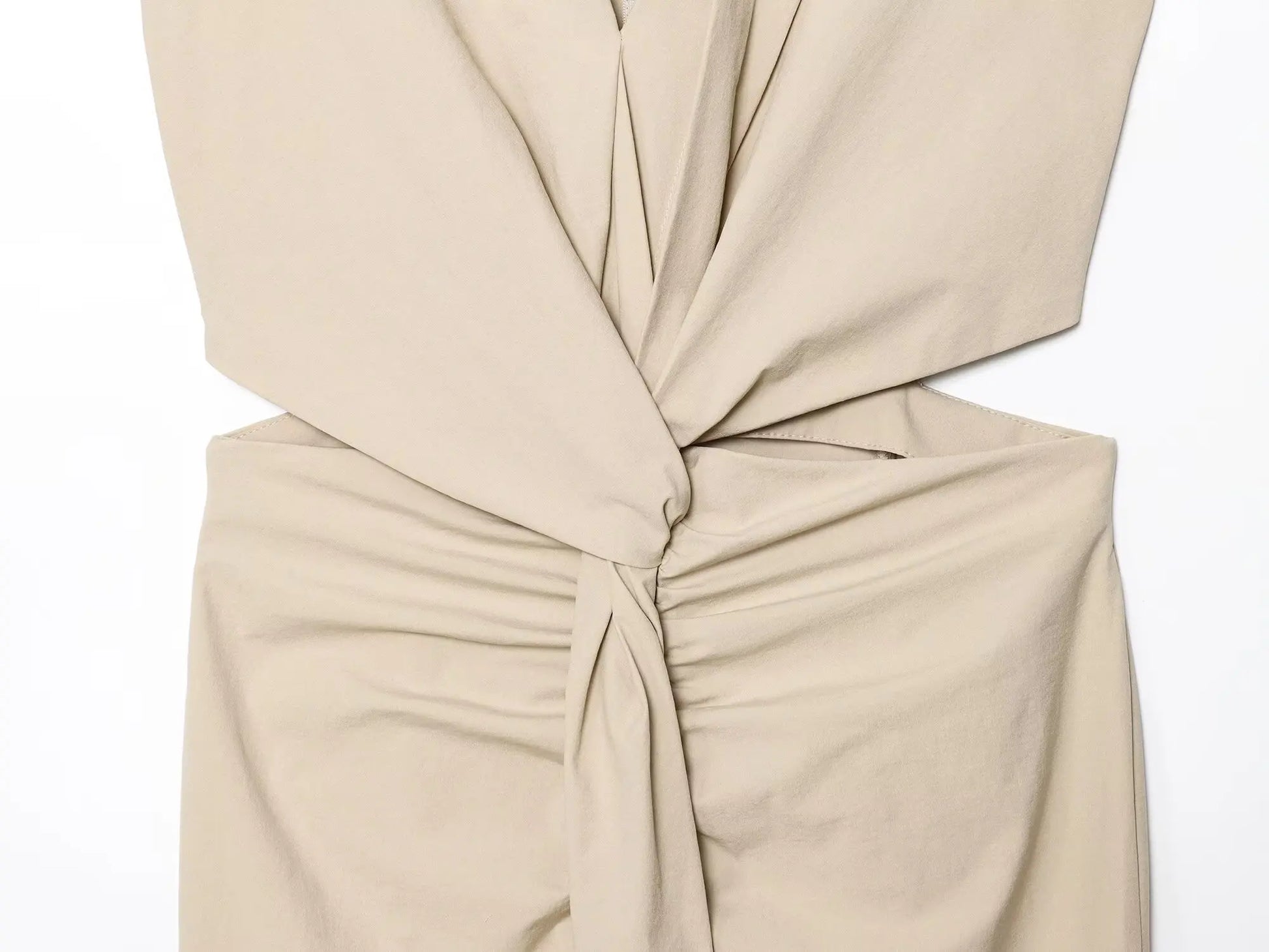 Women’s Casual Waist-revealing Open Design Knotted Midi V-neck Sleeveless Dress