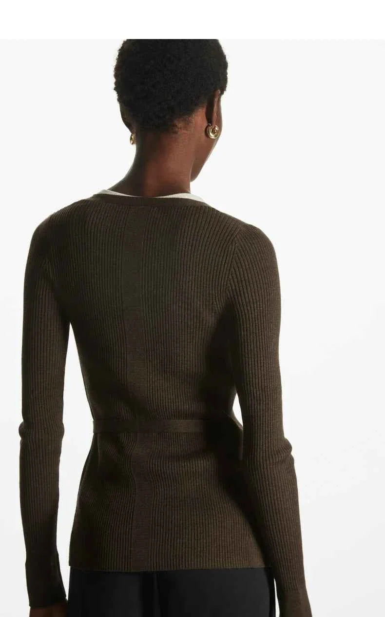 Women's Casual Wool Blend Tie Wrap Cardigan