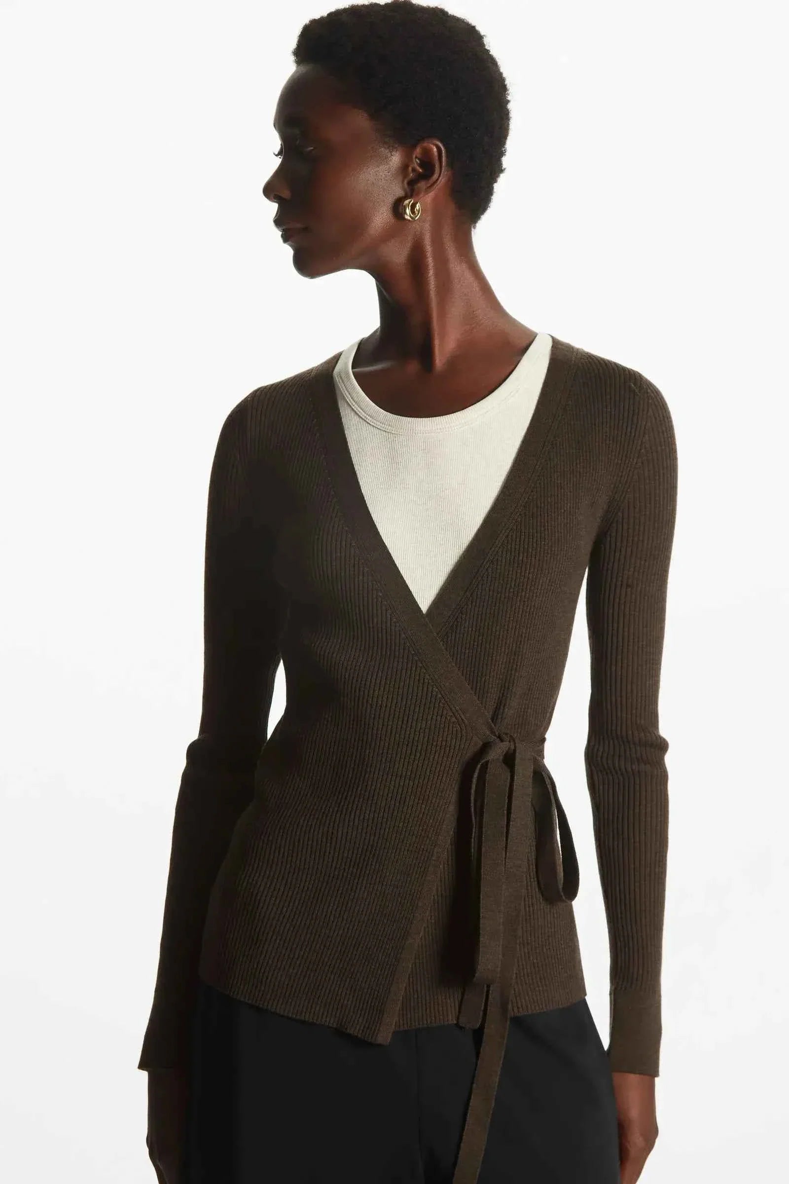 Women's Casual Wool Blend Tie Wrap Cardigan