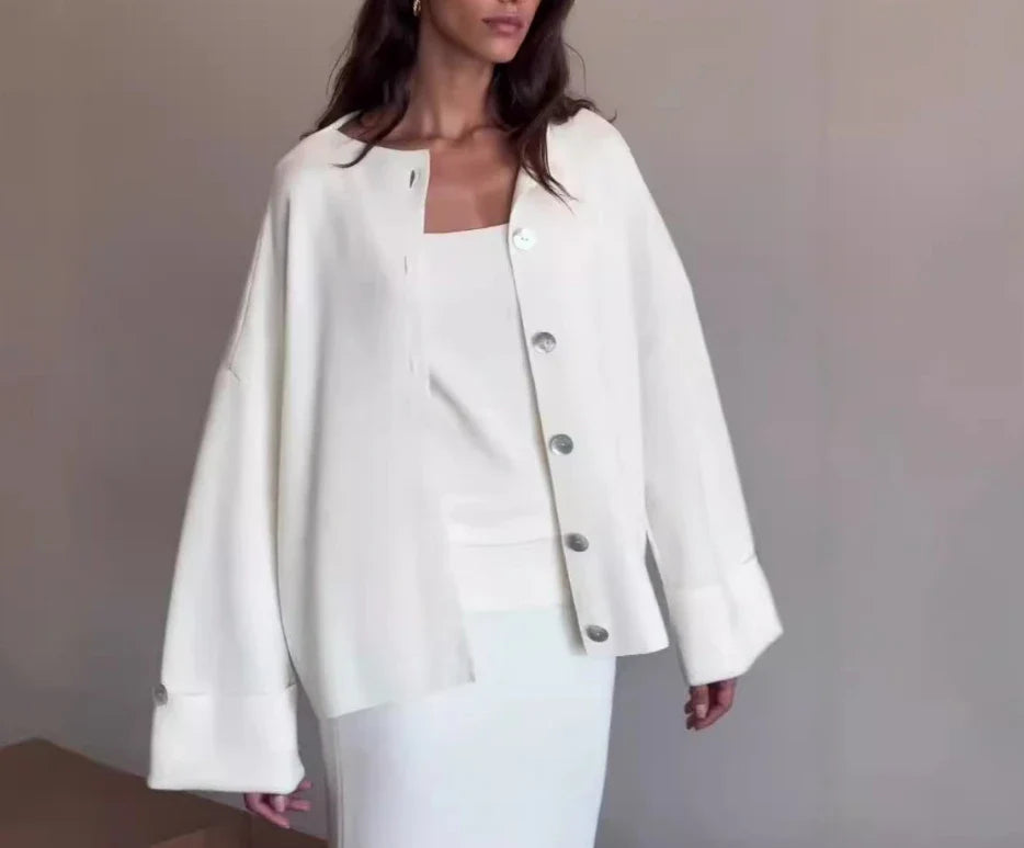 Women’s Clothing Solid Color Knitted Cardigan + Dress Elegant 2-Piece Sets for Women