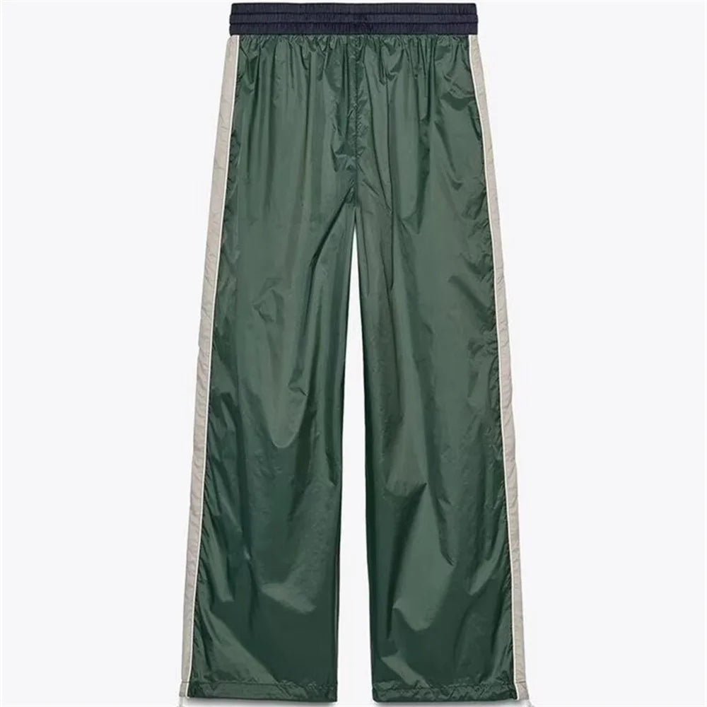 Women’s Color Blocked Short Style Stand up Collar Long Sleeve Pants Set