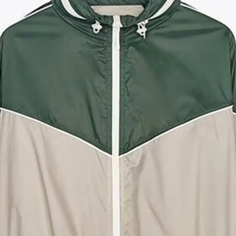 Women’s Color Blocked Short Style Stand up Collar Long Sleeve Pants Set