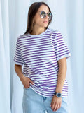 Women’S Contrasting Striped Printed T-Shirt - WCL42904 / XXS