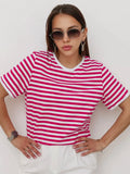 Women’S Contrasting Striped Printed T-Shirt - WCL42905 / XXS