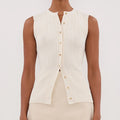 Women’s Crew Neck Knit Vest - WHITE / S