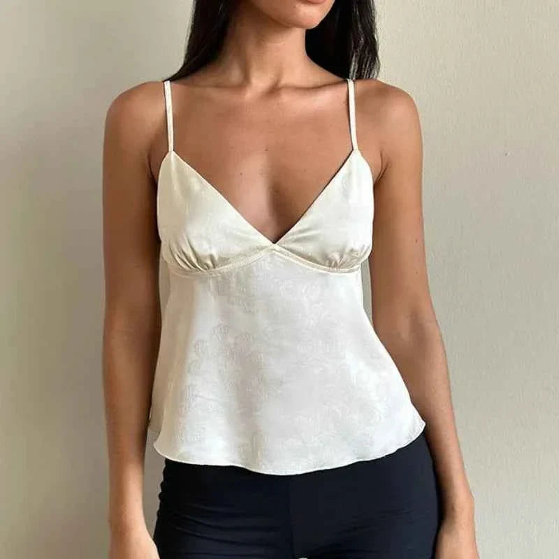 Women's Crop Top Floral Satin Tank Top