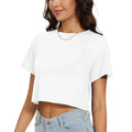 Women’s Crop Tops Casual Female White T-shirt