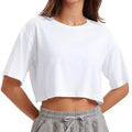 Women’s Crop Tops Casual Female White T-shirt - white / XL