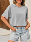 Womens Crop Tops Casual Short Sleeve Loose Fit Basic - electronic accessories