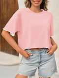 Womens Crop Tops Casual Short Sleeve Loose Fit Basic - electronic accessories