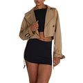 Women’s Cropped Trench Coat - Khaki / L
