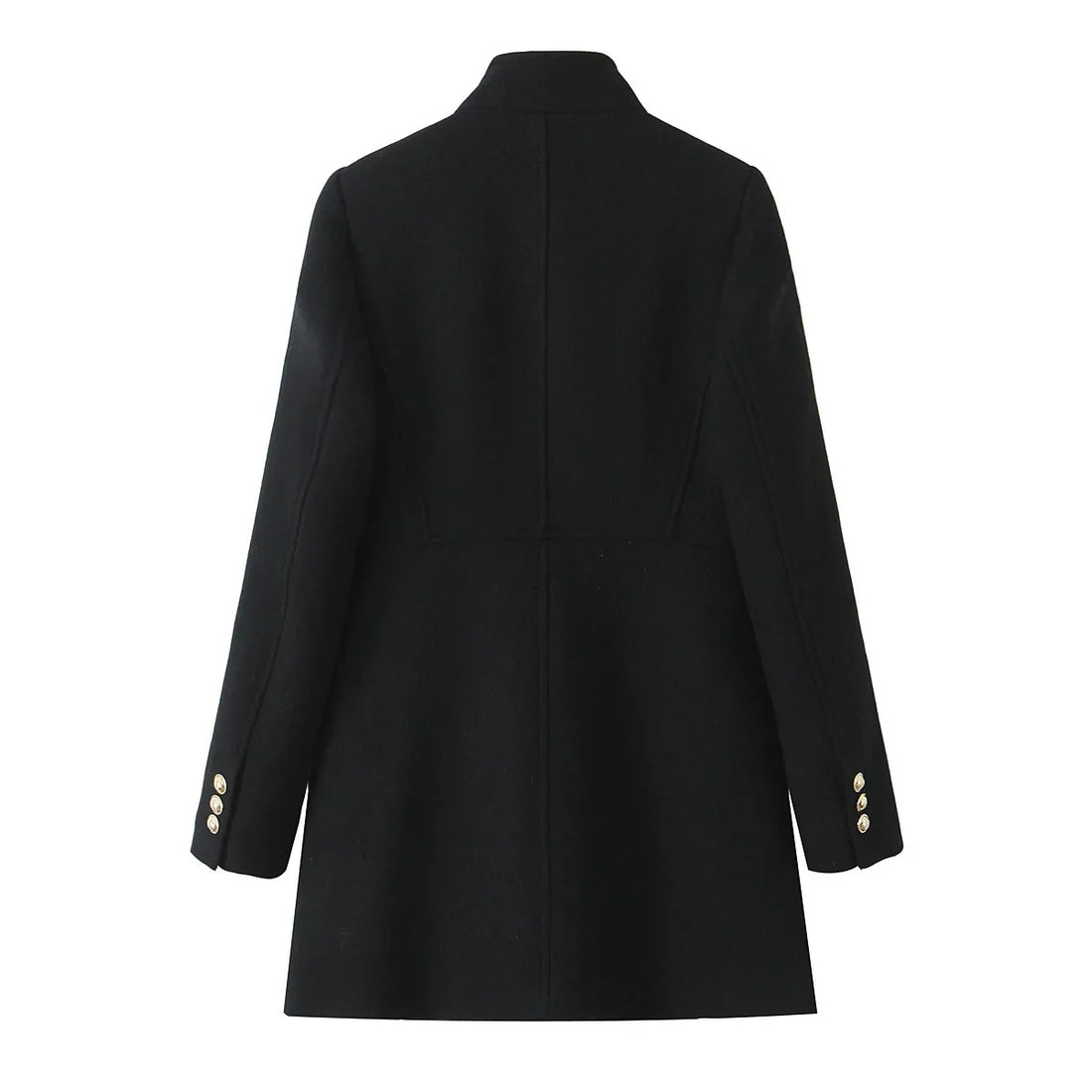 Women’s Double Breasted Coat Jacket - black / L