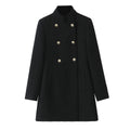 Women’s Double Breasted Coat Jacket - black / L