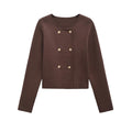 Women’s Double-collar Long-sleeved Knitted Cardigan for women - BROWN / L
