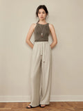 Women’s Elastic-Waist Wide-Leg Pants - Artistic Stripe & Fluid Drape Silhouette Casual Loose
