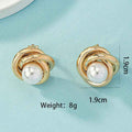 Women’s Fashion Artistic Complex Inlaid Pearl Earrings - E3386 Gold - electronic accessories