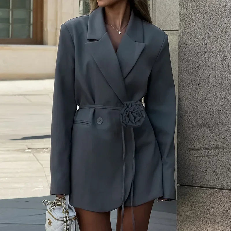 Women’s Fashion Belt Long Sleeve Blazer