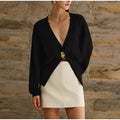 Women’s Fashion Button Knitted Cardigan - black / L