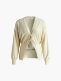 Women’s Fashion Button Knitted Cardigan - off-white / L