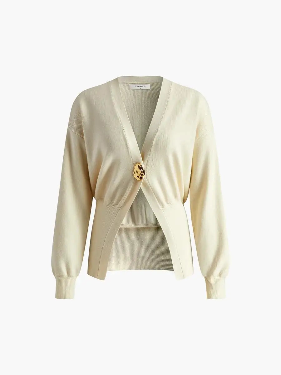 Women’s Fashion Button Knitted Cardigan - off-white / L