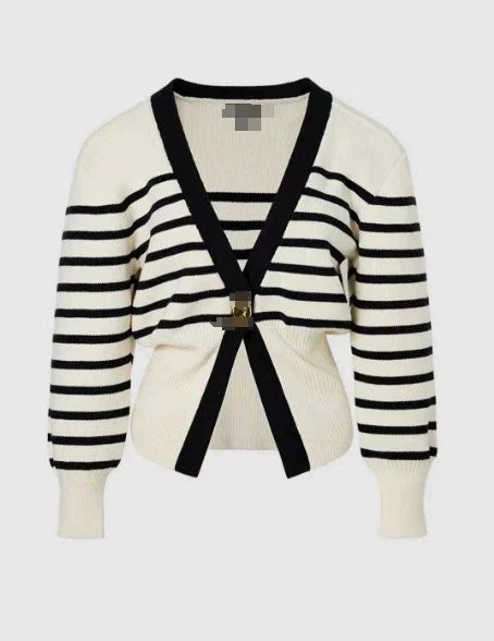 Women’s Fashion Button Knitted Cardigan - streak / L