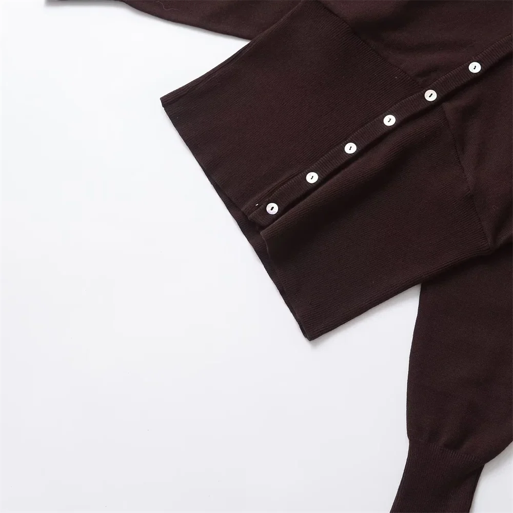 Women’s Fashion Casual Simple Slim fit V-neck Long Sleeved Knitted Jacket