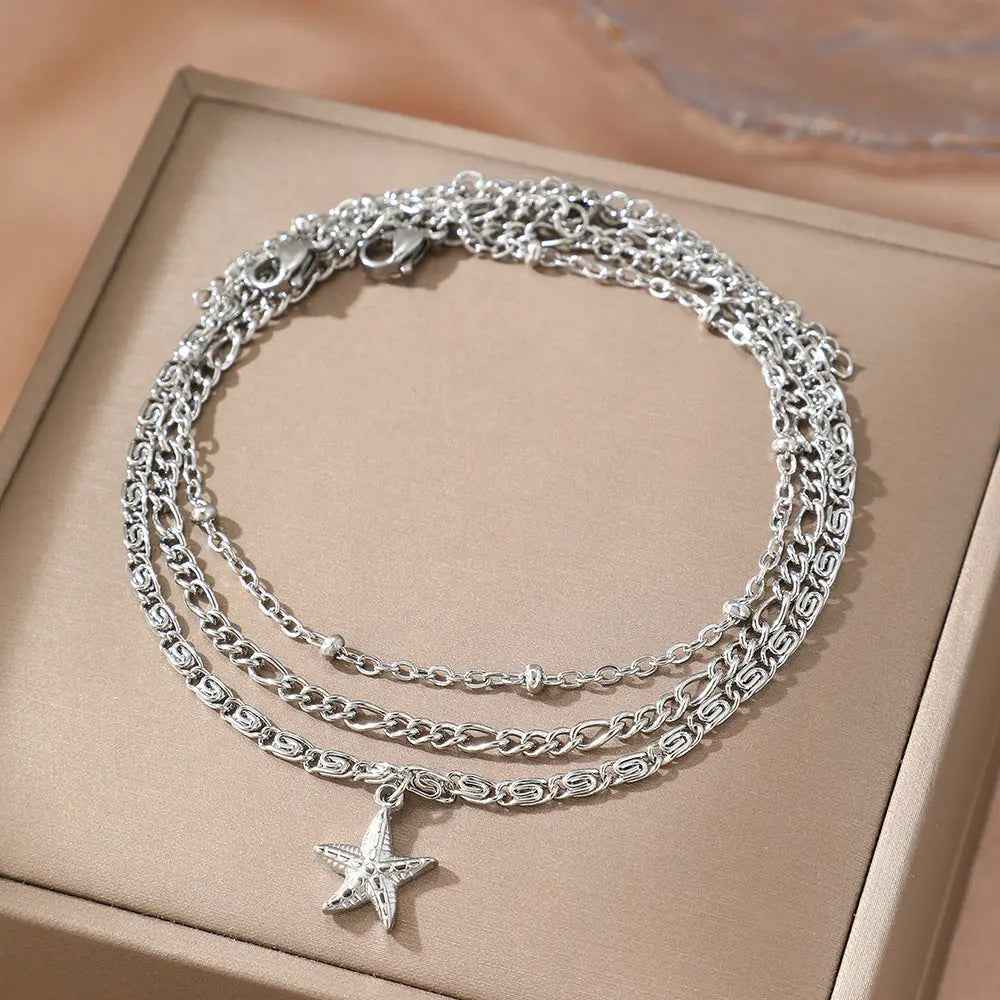 Women's Fashion Casual Starfish Golden Chain Anklet - Norellé
