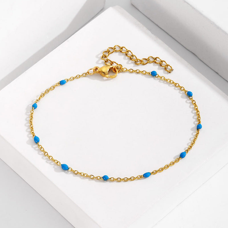 Women’s Fashion Mixed Color Beaded Bracelet - Blue - electronic accessories