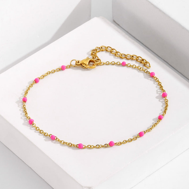 Women’s Fashion Mixed Color Beaded Bracelet - Pink - electronic accessories