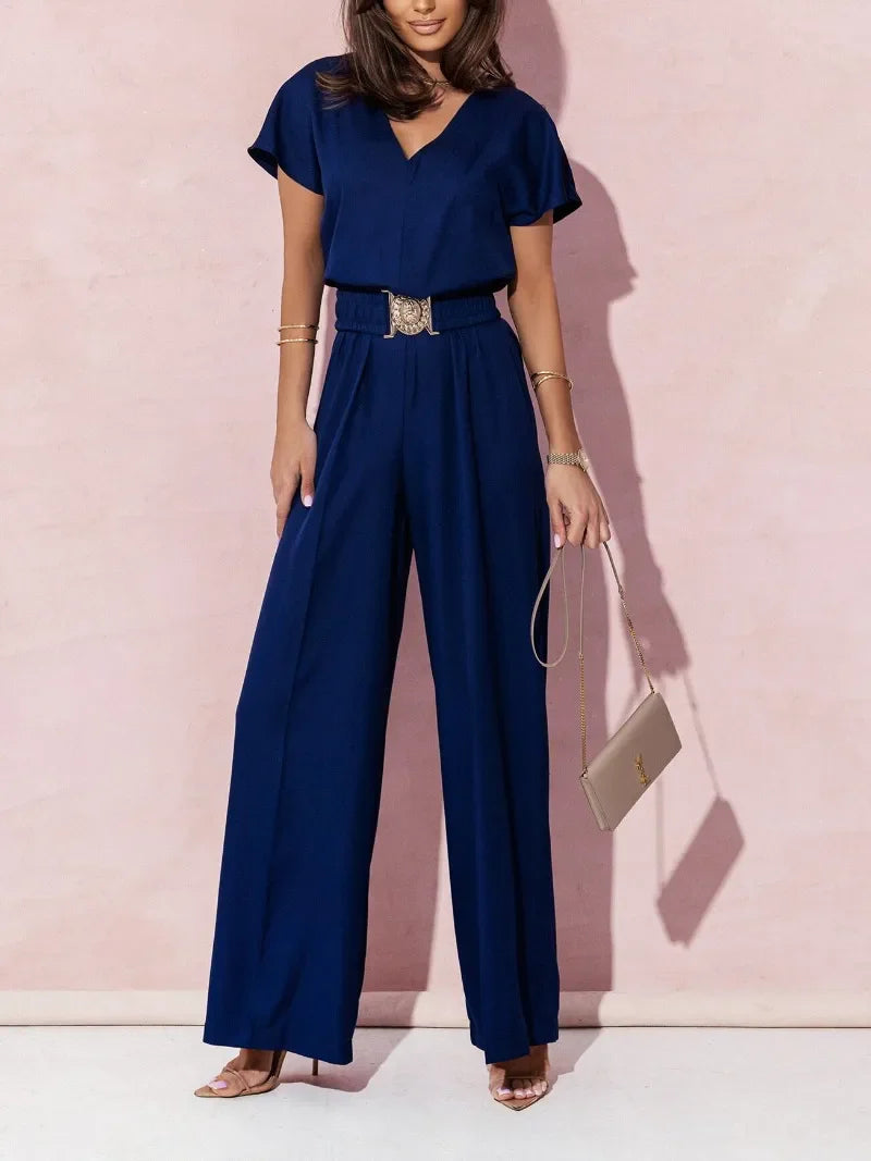 Women’s Fashion V-neck Short Sleeve Jumpsuit