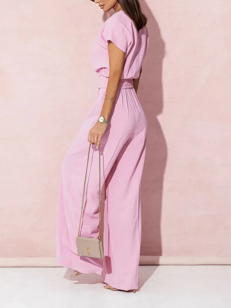 Women’s Fashion V-neck Short Sleeve Jumpsuit