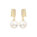 Women’s Fashionable All-matching Micro Inlaid Pearls Earrings - Gold - electronic accessories
