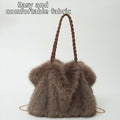 Women’s Fashionable Plush Large Capacity Tote Bag - light brown